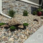 Backyard with rock bed